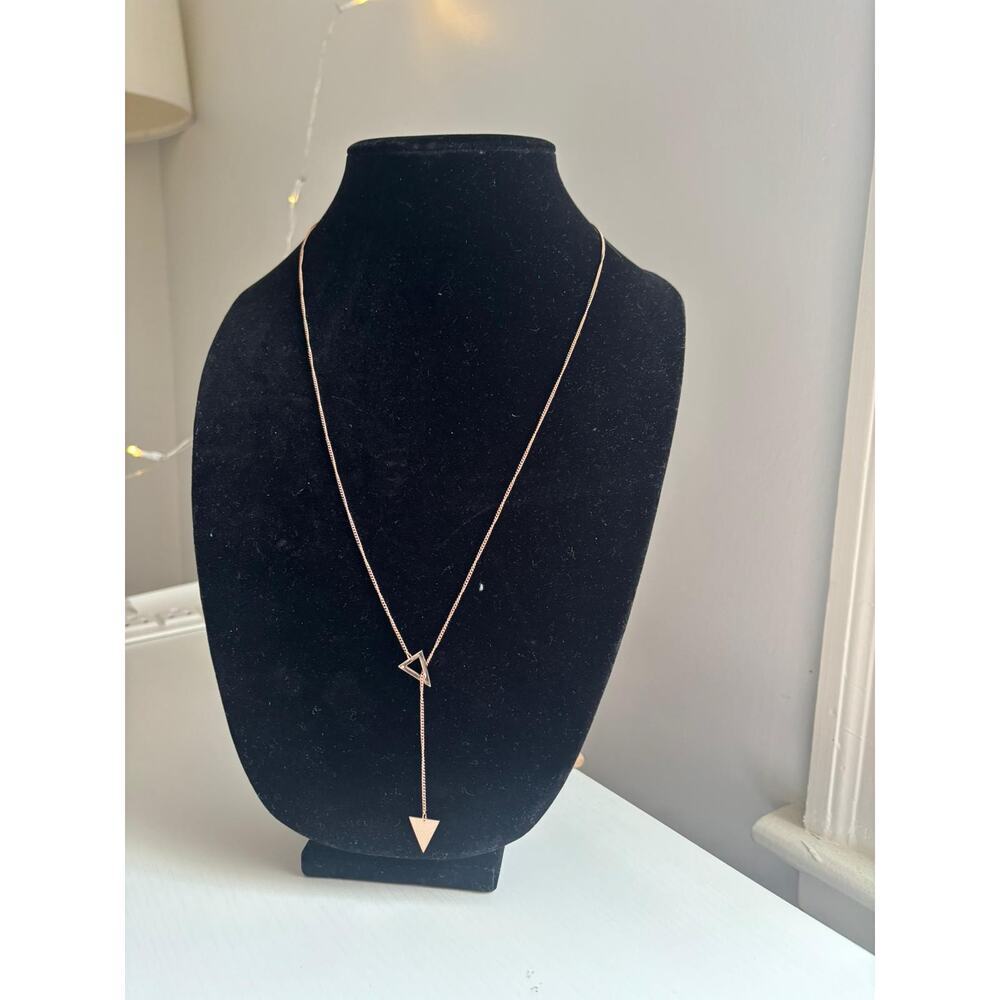 Gold Geometric Necklace Triangle Arrow Pendant Minimal Drop Necklace - Picture 3 of 7